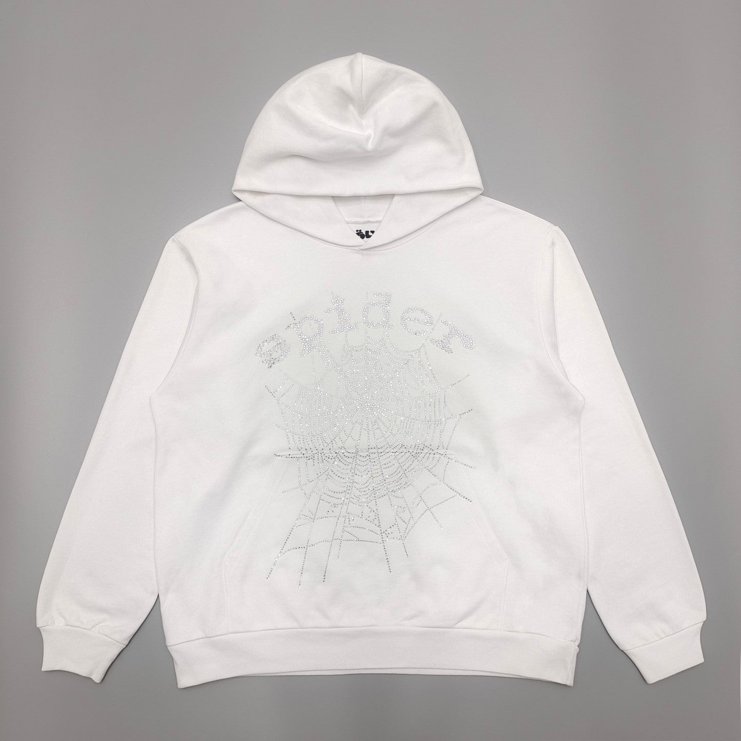 SP5DER OG RHINESTONE LOGO HOODIE WHITE