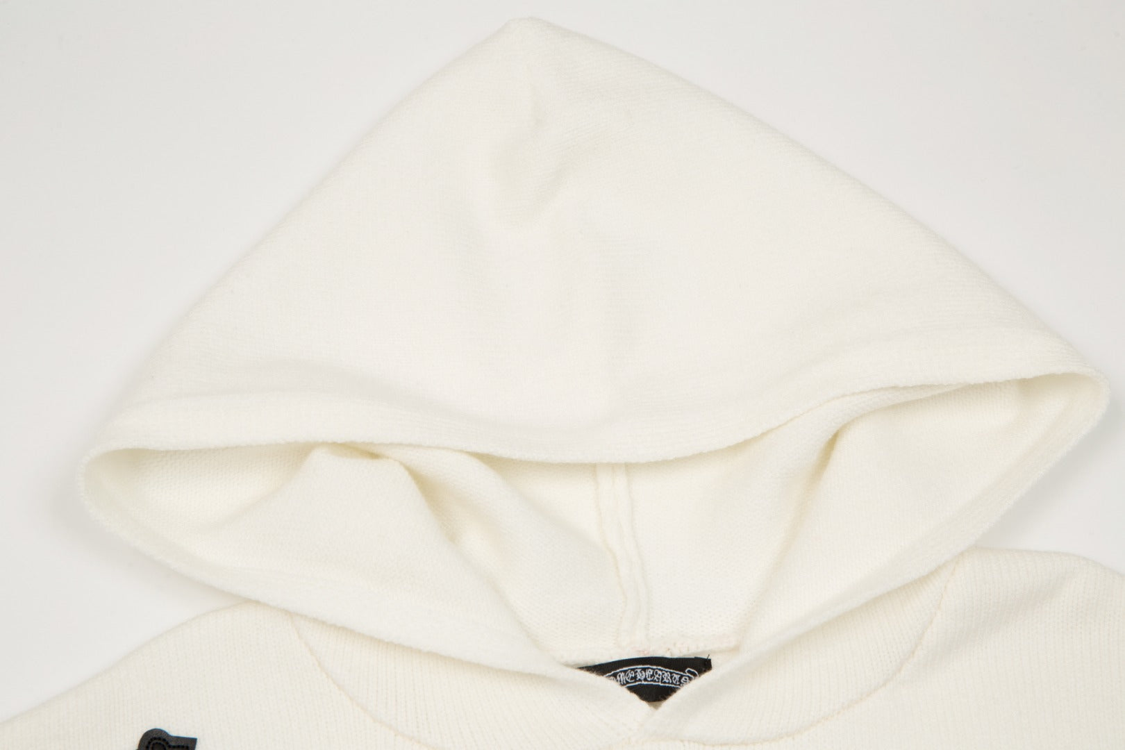 CHROME HEARTS BLACK CROSS PATCH HOODIE WHITE