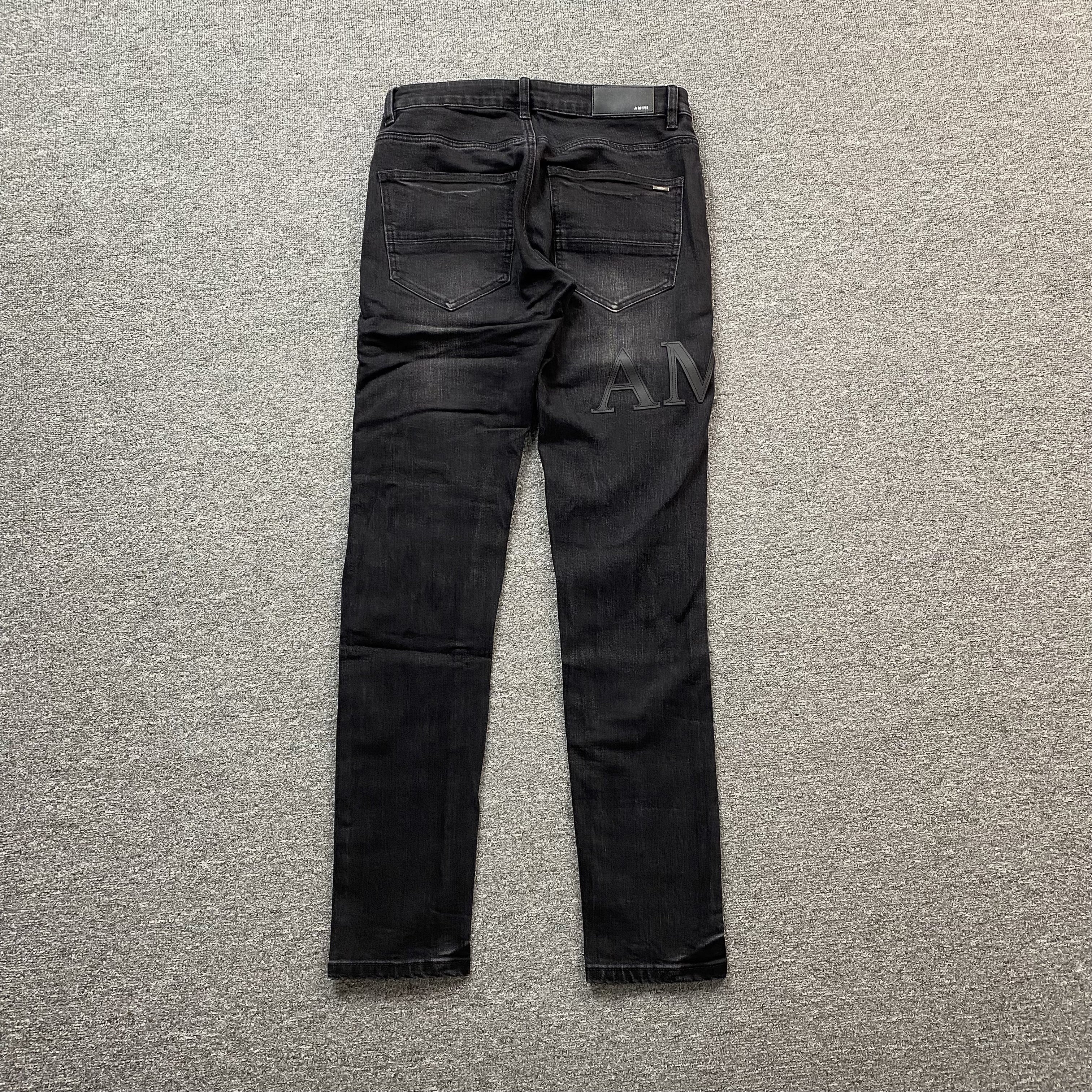 AMIRI CORE APPLIQUE BLACK LEATHER JEANS
