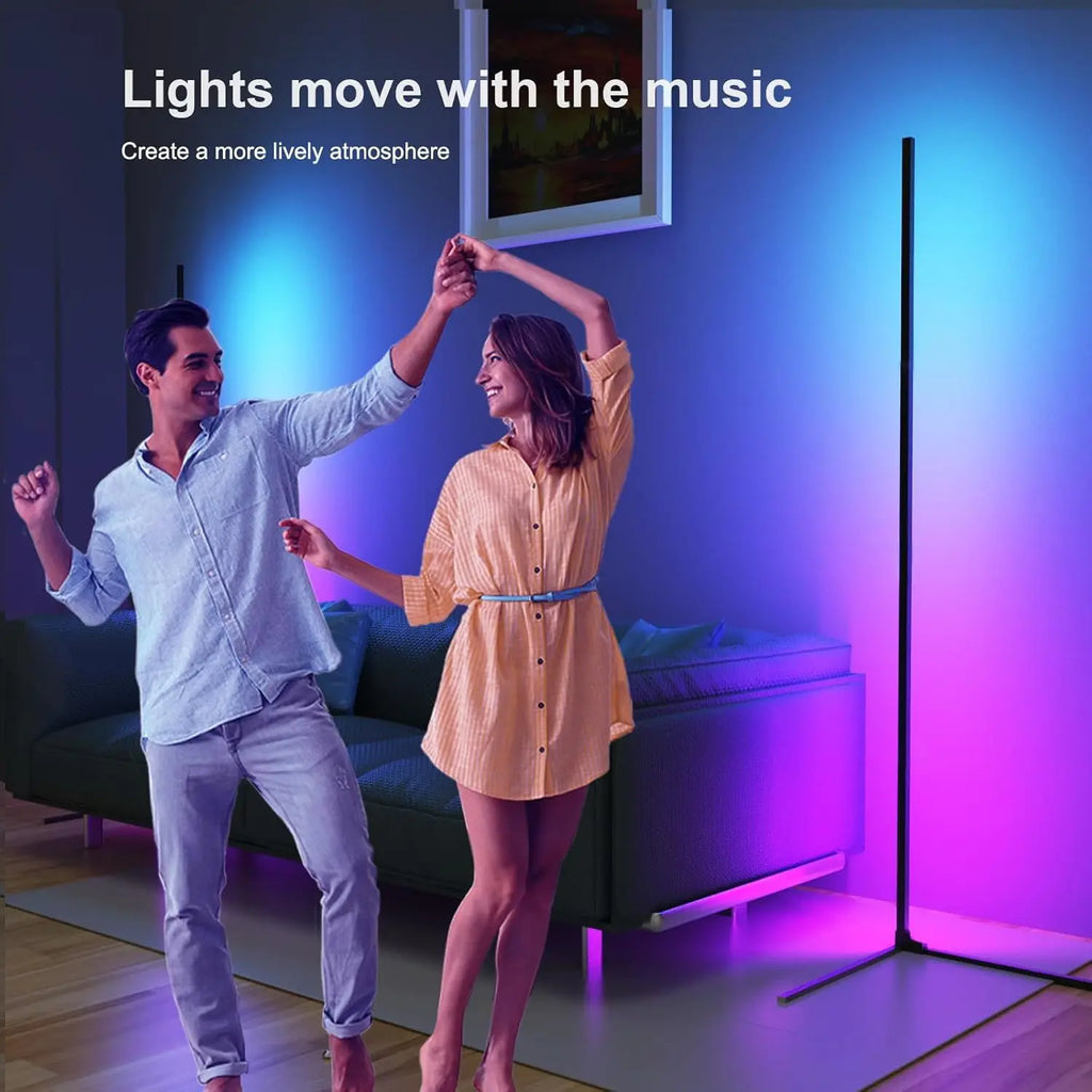 Smart Aluminum Floor Lamp RGBIC Adjustable Height Corner Ambient Light Night Light Home Decoration App Remote Control Modern